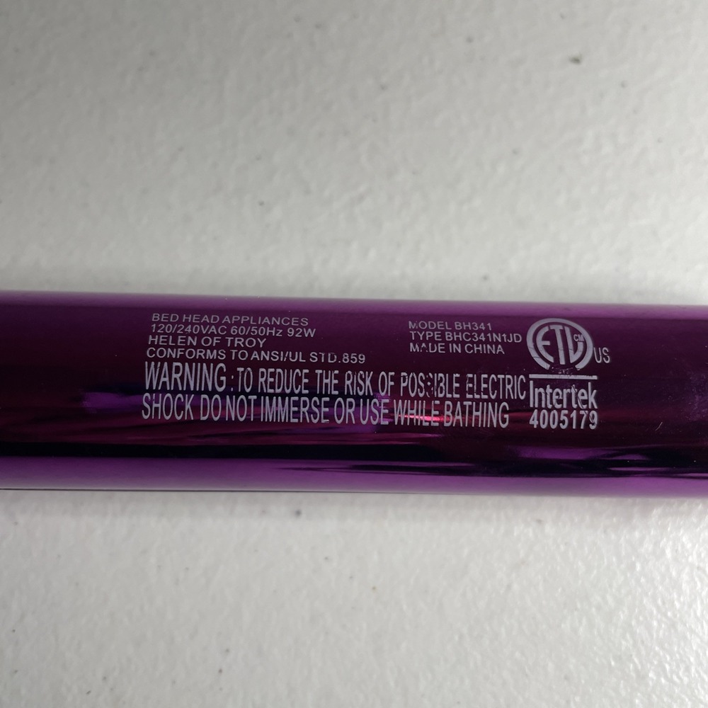 Bed Head Purple Ceramic BH341 Tapered Styling Iron | Clamp-Free 1.25" Preowned - Picture 5 of 6